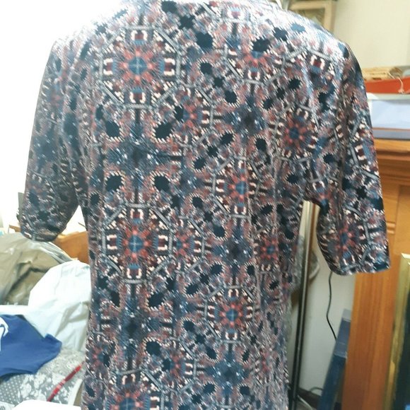 Exc RUFF HEWN GREY LINE SHORT SLEEVED VELVET KNIT TUNIC SZ MED - Picture 2 of 4